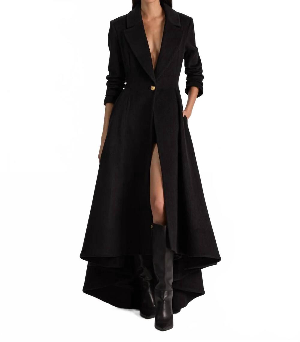 NEW ALICE + OLIVIA cheshire coat in black
